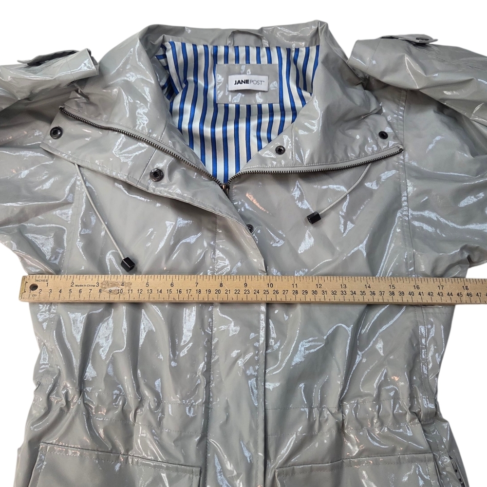 Jane Post Rain Slicker Rain Jacket Coat Womens XS Gray Minimalist Designer - Picture 7 of 12